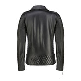 Womens Quilted Leather Quilted Jacket-Black